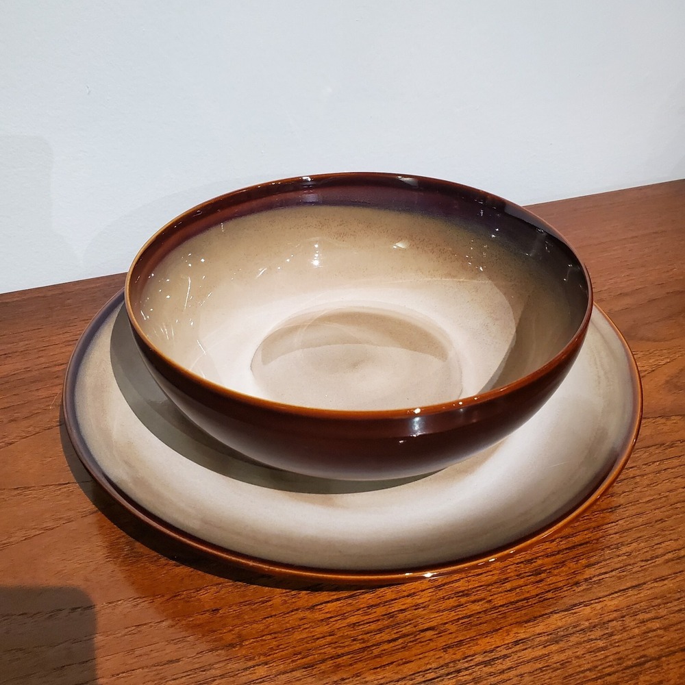 Sango Nova Brown 4933 -  9" serving bowl and 12"‎ plate made in China
